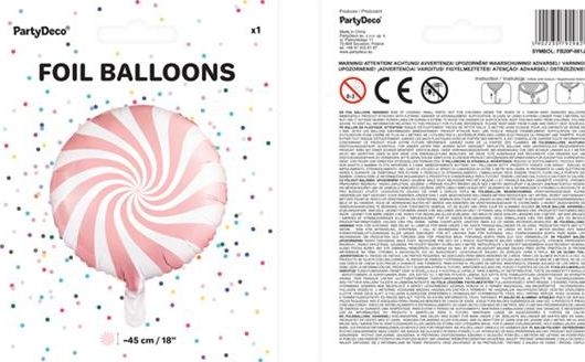 Party Deco folieballon Yummy slik, lys rosa, 45 cm (universel)