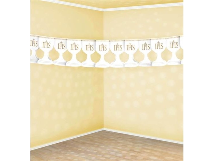 Party Deco guirlande i papir Første kommunion, kalk, hvid 3 m universal