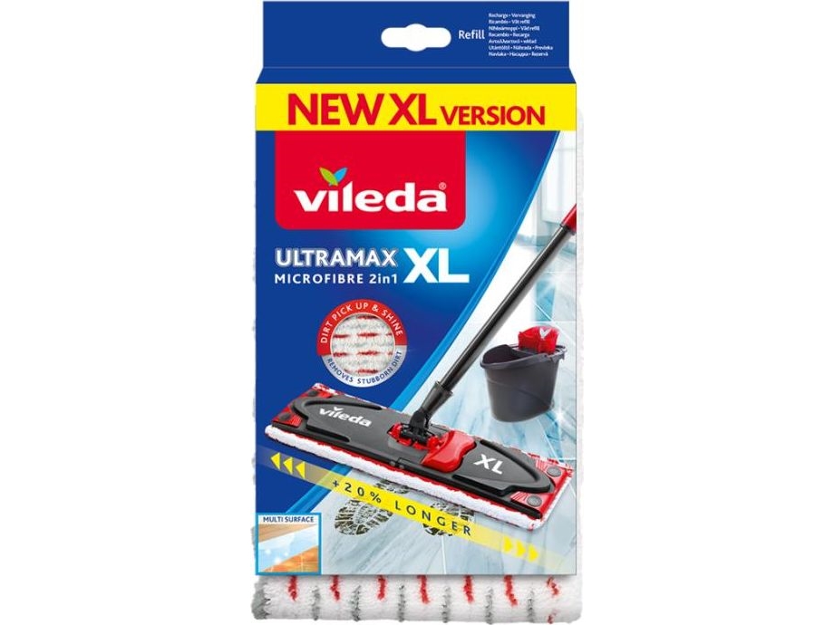 Vileda Ultramax Xl, Moppemåtte, Rød, Hvid, Mikrofiber, 1 Stk, 420 Mm, 140 Mm