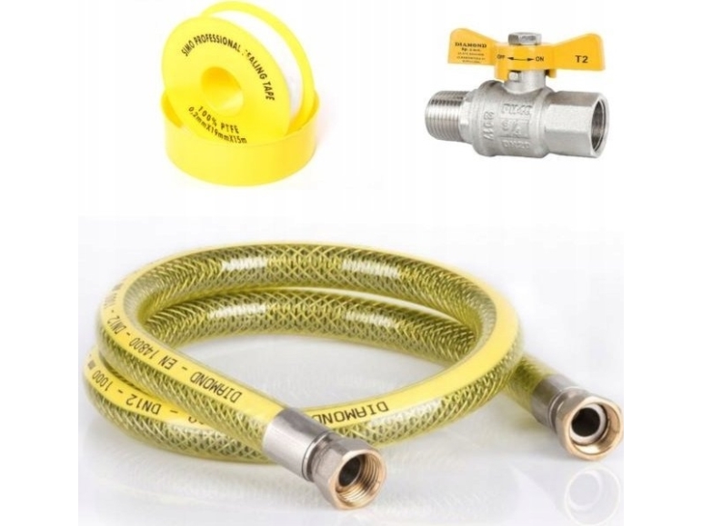 PROFITOR Gasrör med två vridmuttrar G 1/2 e-GAZ Typ 111 GW/GW L = 2000 | VVS Artiklar - Rör & Kopplingar - Gas rördelar | GameStuff