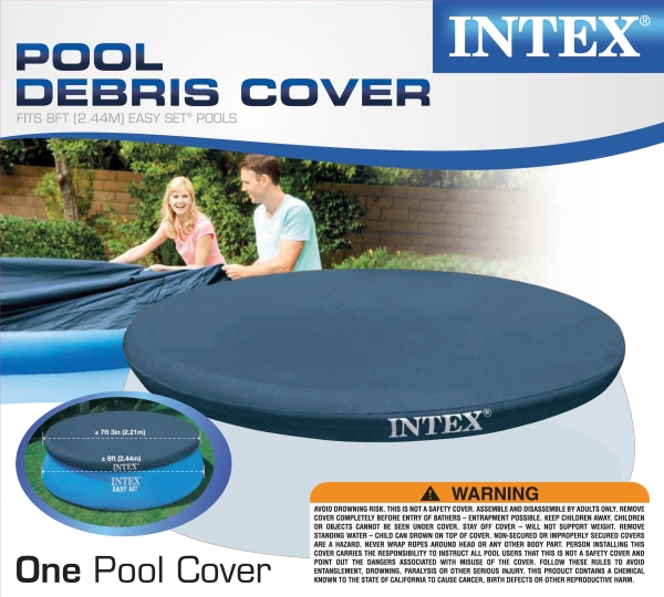Intex 28020, Poolafdækning, Pool over jorden, Rund, Blå, PVC, Polyethylen, 2,44 m
