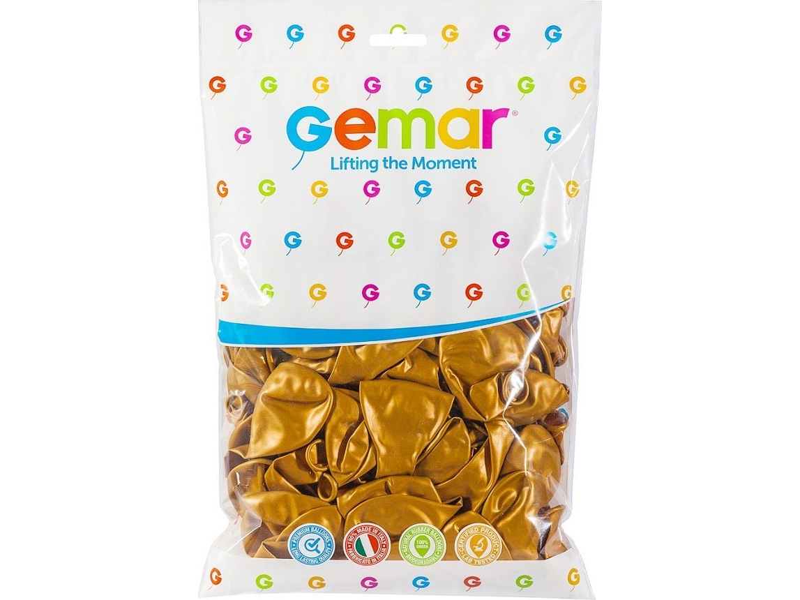 SDM Metalliserad guldballong nr 39 100st, diameter 26 cm (10), omkrets 80 cm | Bordssättning - Bar & vin - Ljusstakar och Lampor | GameStuff