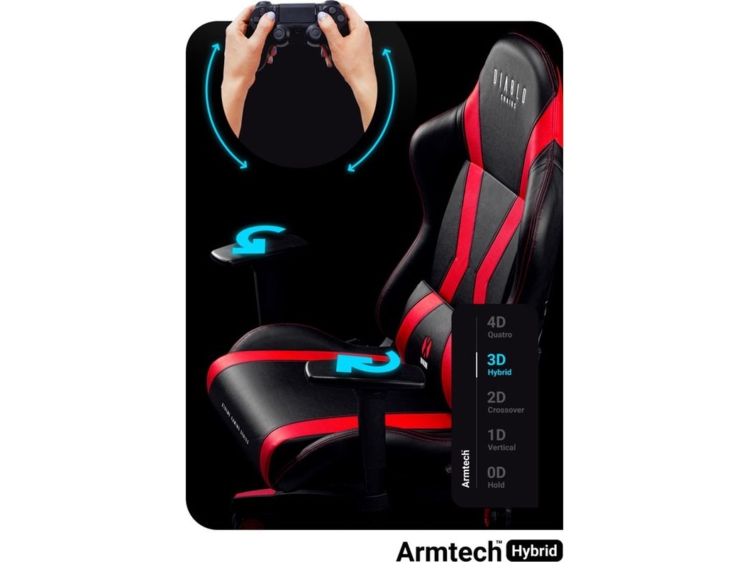 Žaidimų Kėdė Diablo X-Horn 2.0 Gaming Chair Normal, Raudonos/Juodos Spalvos
