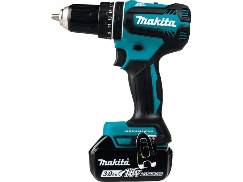 Makita DHP485RFJ Sladdl&ouml;s slagborrmaskin, 18 V, 2x 3.0 Ah Li-ion, 50/25 Nm, 1.7 kg, LED, BL-motor, MAKPACK