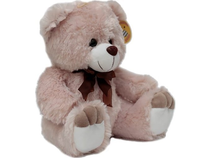 Deef Beige Bamse Med Brun Sløjfe Medium 03446 Deef