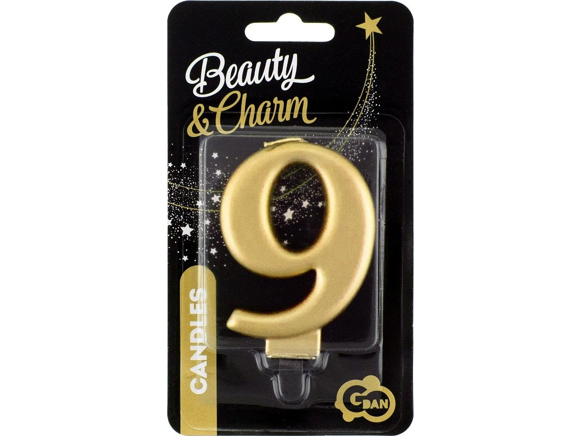 GoDan födelsedagsljus 9 guld 8 cm | Skola & Hobby - Festdekorera - Tårtljus | GameStuff