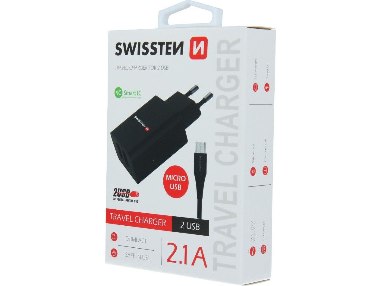 Swissten Įkroviklis 2X Usb-A 2.1 A (22052000)
