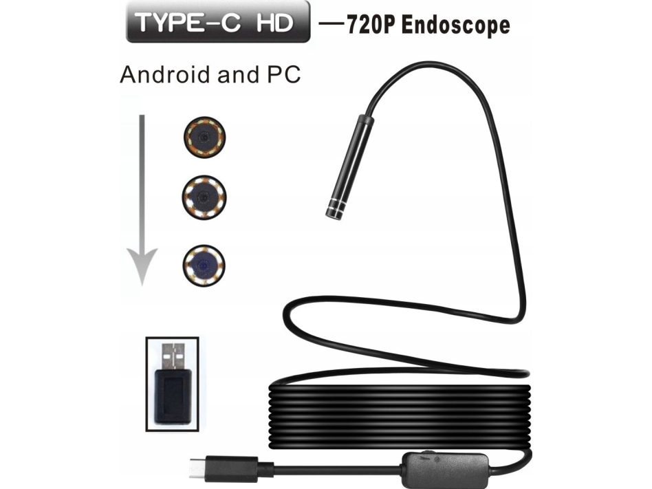 Xrec Endoskop inspektionskamera Usb typ-c Usb-c 10 m styv kabel | Foto och video - Videokamera | GameStuff