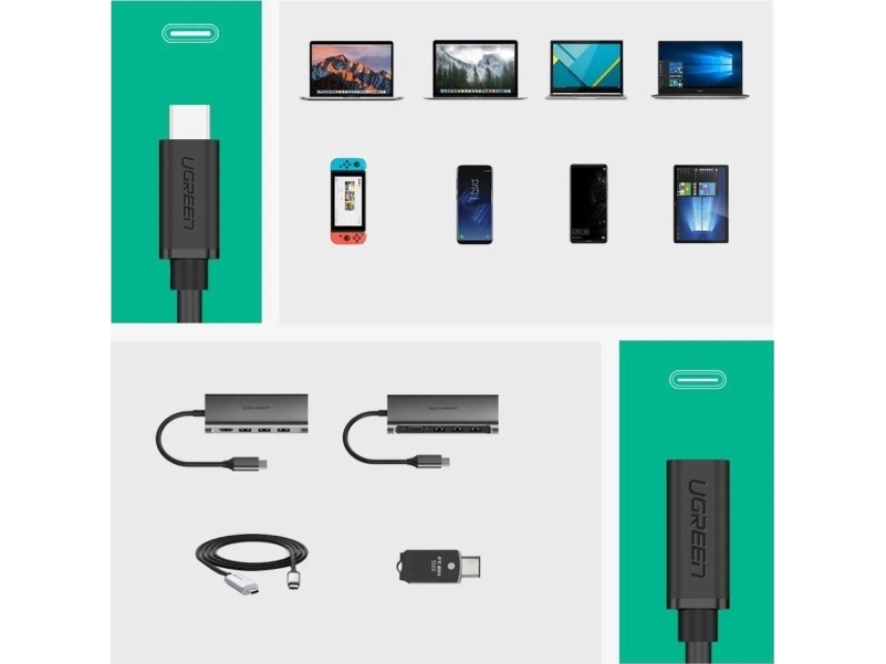 Ugreen 40574, 0,5 M, Usb C, Usb C, 5 Gbit/Sek., Sort