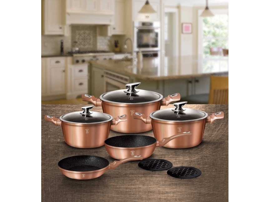 Berlinger Haus Berlingerhaus grytuppsättning Metallic Line Rose Gold Edition, 17 delar I BH/6161 | Köksutrustning - Grytor & pannor - Grytset | GameStuff
