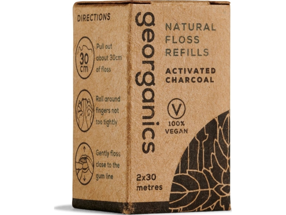 Georganics Refill-tandtråd med naturligt kulstof 30mx2