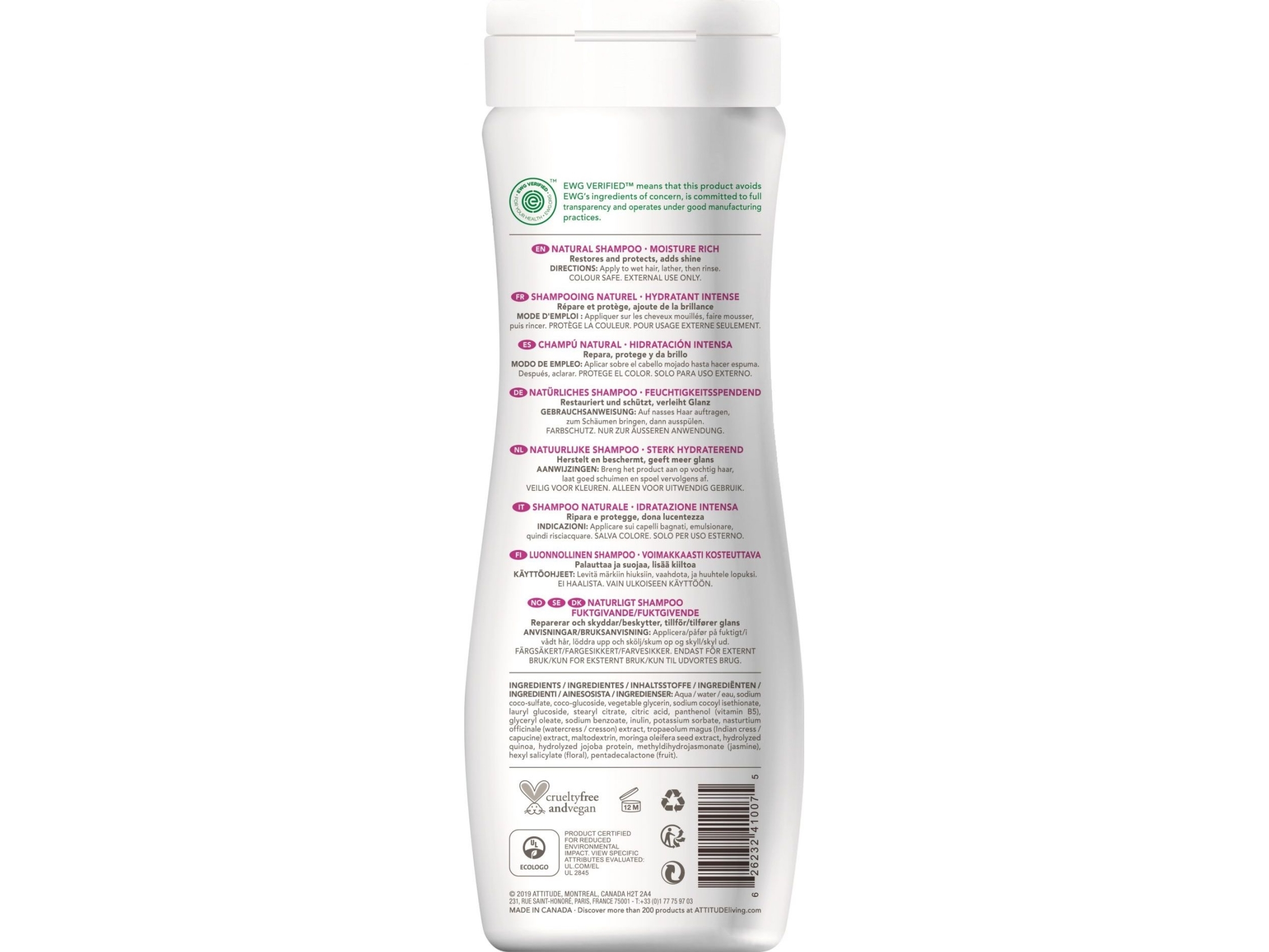 Attitude Highly Moisturizing Shampoo For Dry Hair With Quinoa And Jojoba 473Ml