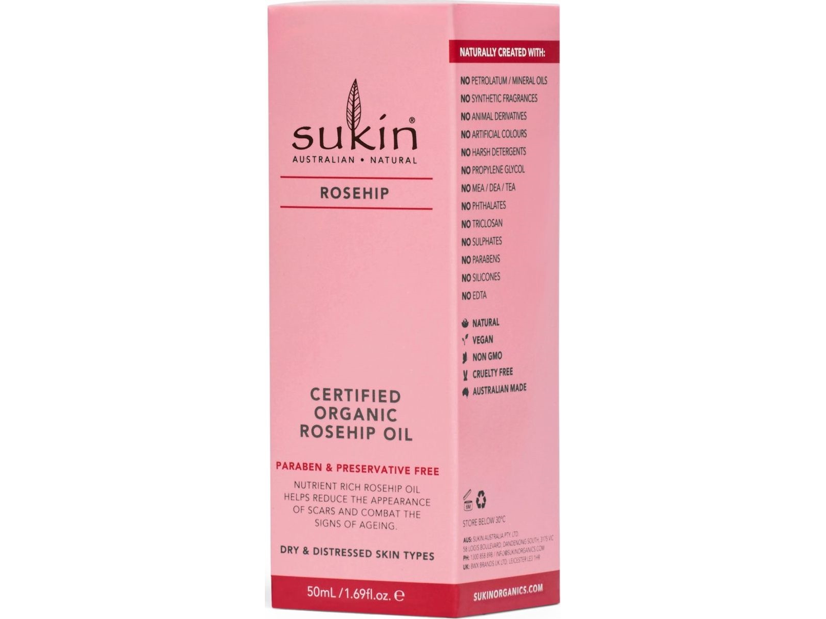 Sukin Sukin Sukin, ROSEHIP Oil naturlig 100% chileläinen ruusunmarjaöljy, 50ml