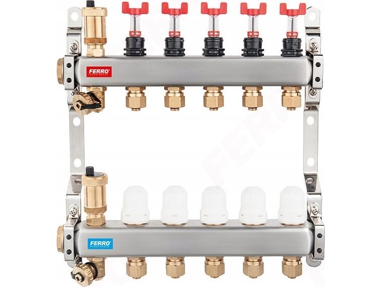 Ferro CHAPTER STEEL. 7-WAY COUNTER THERMOST. AND FLOW. STD. FERRO // TG.F.ROZ.SN-RZP07S | VVS Artiklar - Ventiler - Tappventiler | GameStuff