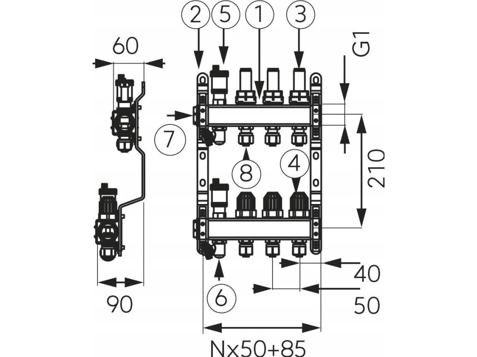 Ferro STAL. 5-VÄG TERMOST. OCH FLÖDKONTROLL STD. FERRO // TG.F.ROZ.SN-RZP05S | VVS Artiklar - Ventiler - Tappventiler | GameStuff