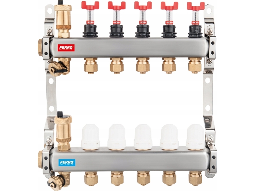 Ferro CHAPTER STEEL. 4-WAY COUNTER THERMOST. AND FLOW. STD.FERRO // TG.F.ROZ.SN-RZP04S | VVS Artiklar - Ventiler - Tappventiler | GameStuff