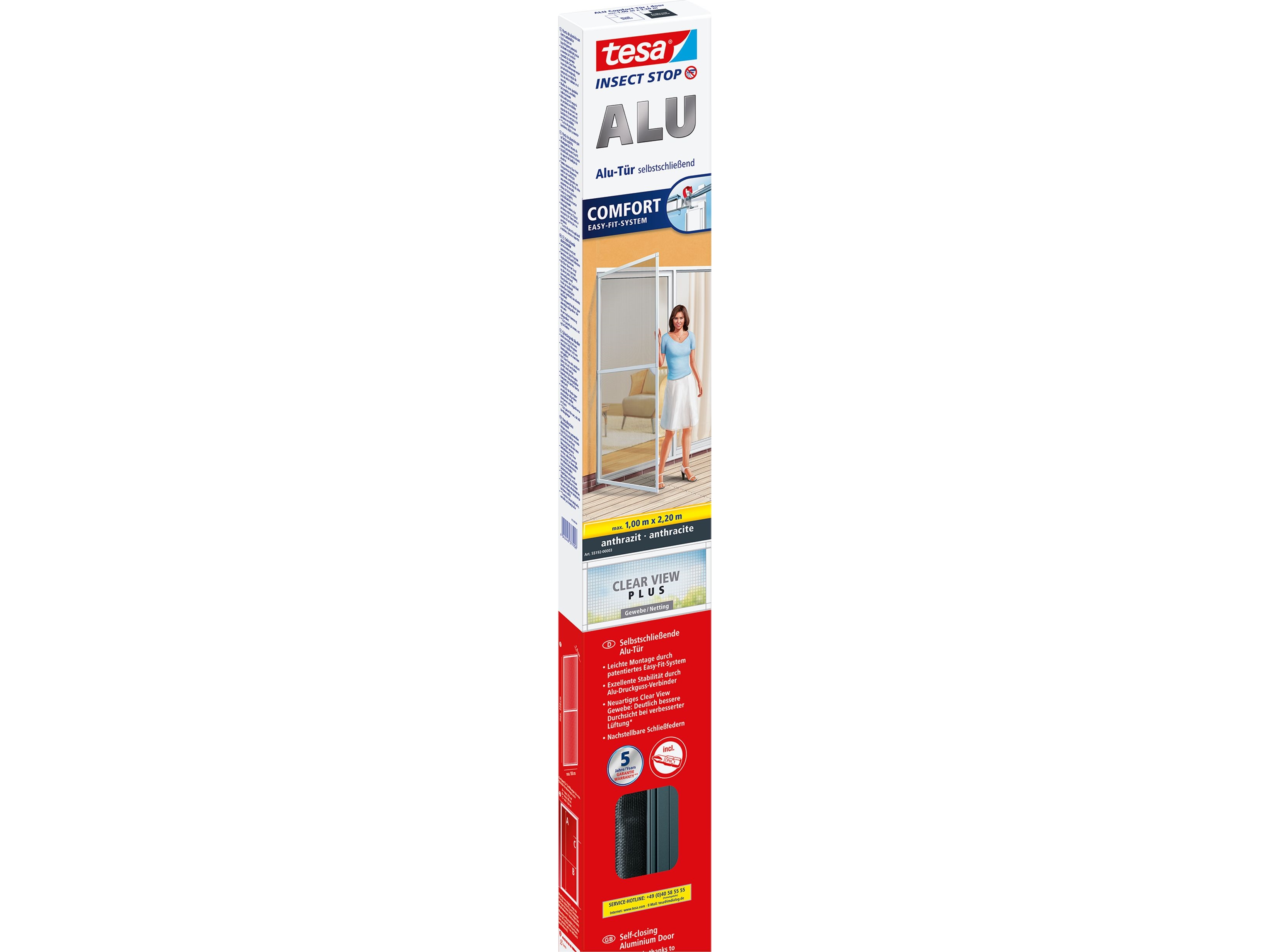tesa ALU COMFORT 55192-00003-00 Fluegitter til dør (B x H) 1000 mm x 2200 mm Antracit 1 stk