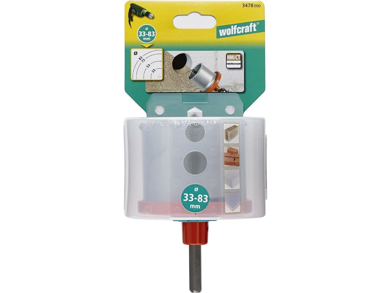 WOLFCRAFT Hole Saw Set 33, 53, 73, 83 mm Wolfcraft - Carbide Coated