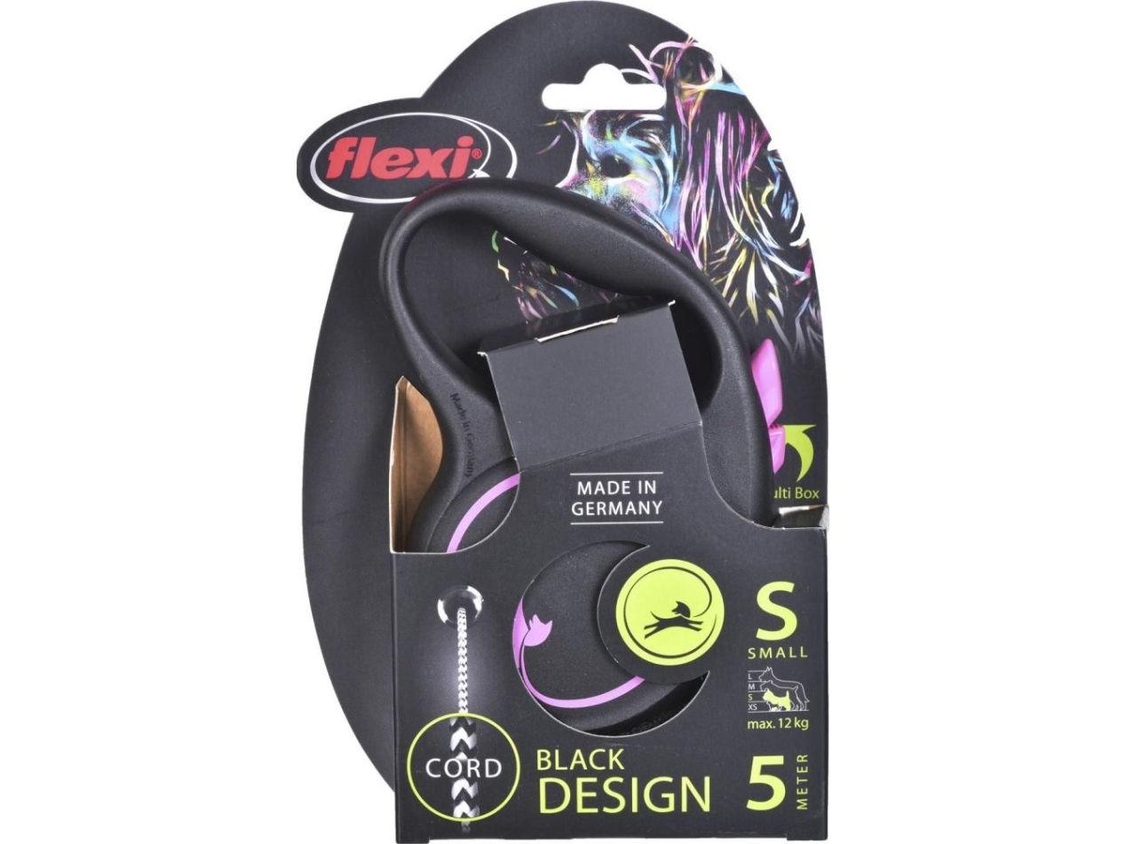 flexi Black Design S snor 5 m, 12 kg, pink