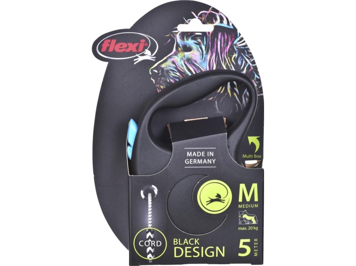 flexi Black Design M snor 5 m, 20 kg, blå | Djurmärken - Tillbehör - Flexi | GameStuff