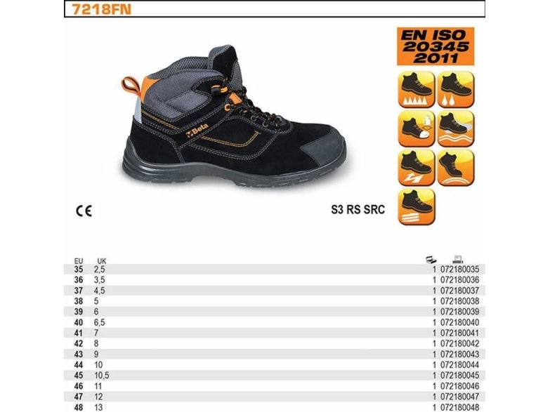 Beta Tools BETA FLEX S3 SIKKERHEDSSKO, NUBUKU ACTION STØRRELSE 45 BE7218FN-45