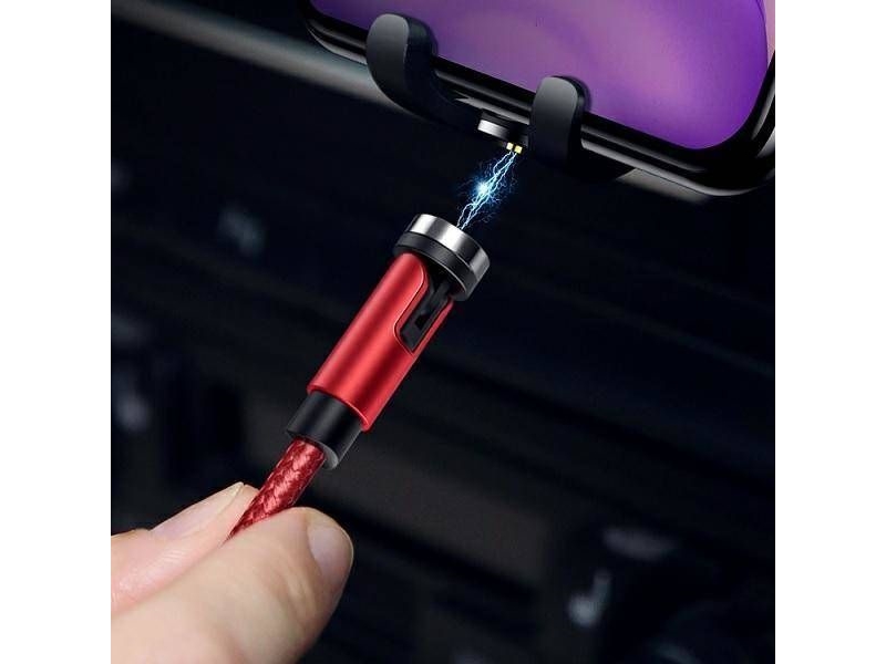 Usams Usb Cable Usams Magnetic Cable U59 Lightning 2.1A Fast Charge 1M Braided Red/Red Sj472usb02 (Us-Sj472) Adjustable Angle