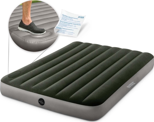 Intex Downy luftmadrass med inbyggd fotpump 137x191x25 cm | Utomhus - Camping - Luftmadrass | GameStuff