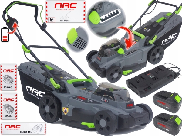 Nac Akku Græsslåmaskine 37 Cm 2X20v 2X4ah