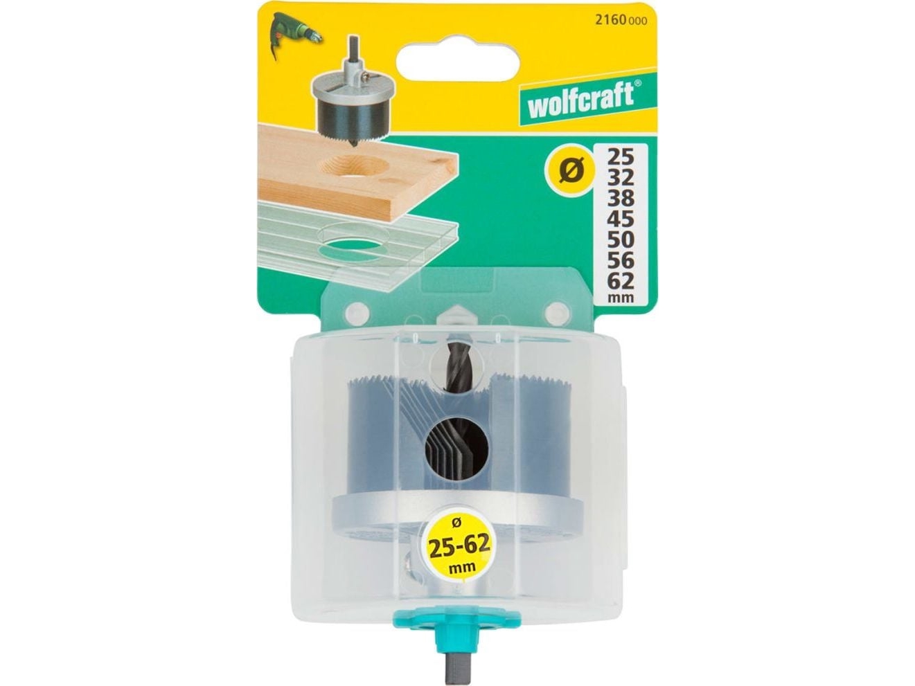Wolfcraft Gmbh 2160000, Sæt, Boremaskine, Gipsvæg, Panel, Træ, Sort, Metal, Sekskantet Skaft