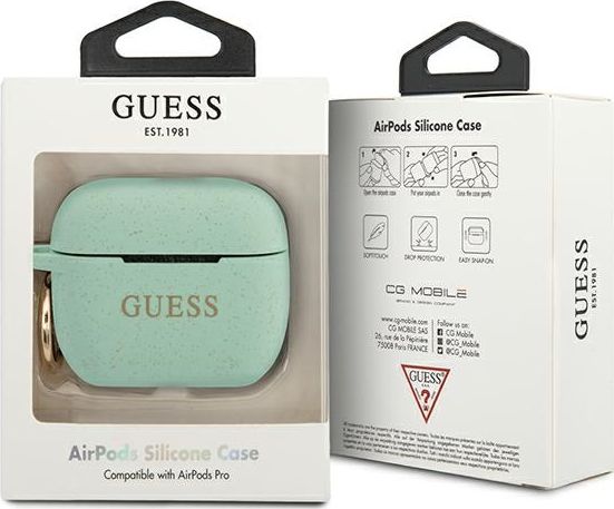 Guess Guess Guacapsilglgn Airpods Pro-Cover Grøn/Grønt Silikone Glitter