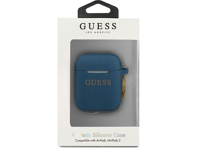 Guess Guess Guaccsilglbl Airpods Cover Blå/Blå Silikone Glitter
