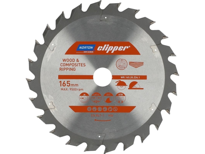 Norton Clipper Norton Clipper Savklinge 165Mm X 20Mm X 24Z Atb Træ Og Kompositter (1.8 / 1.2) N70184608045