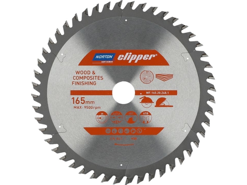 Norton Clipper Norton Clipper Savklinge 165Mm X 20Mm X 48Z Atb Træ Og Kompositter (2.6 / 1.6) N70184608090