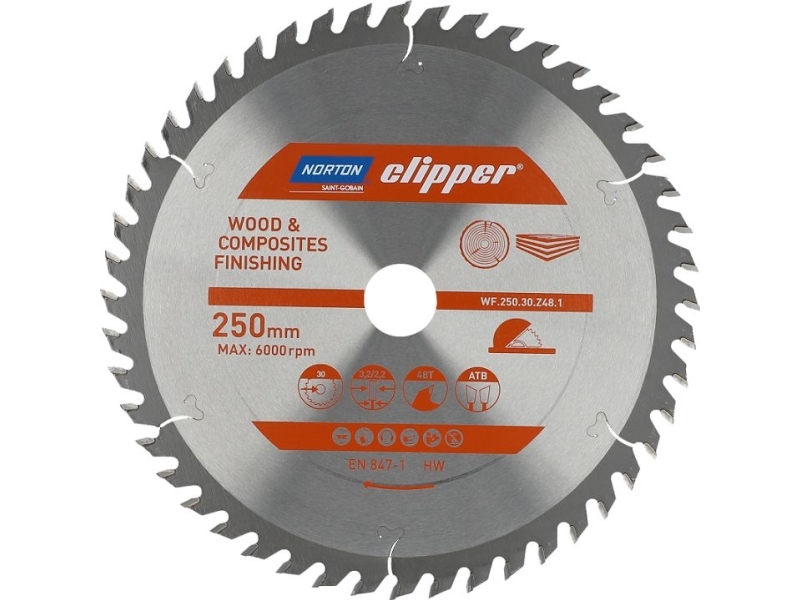 Norton Kreissäge 250 Mm X 30 Mm X 48Z Holz- Und Atb-Verbund (3,2 / 2,2)