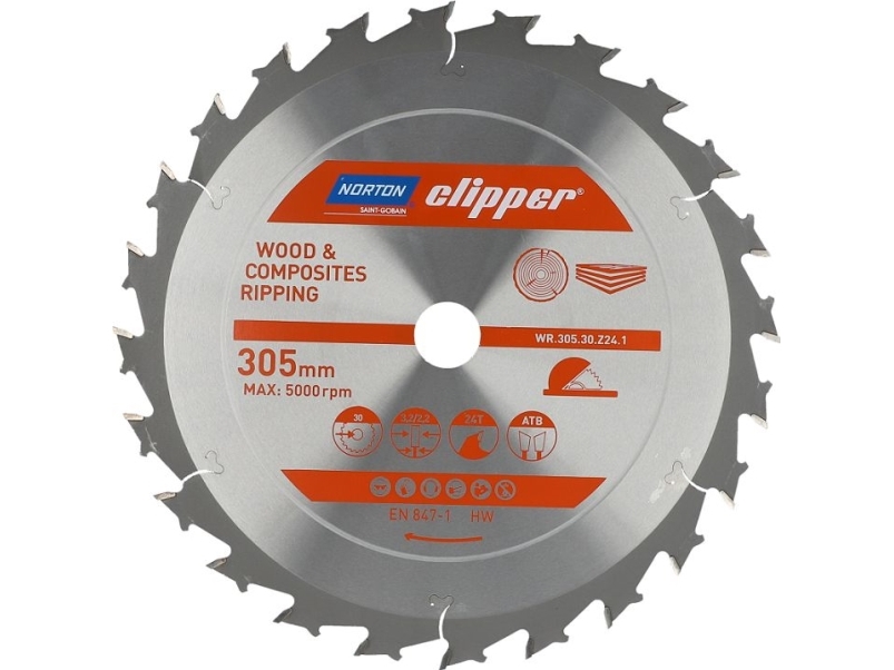 Norton Clipper Norton Clipper Saw 305Mm X 30Mm X 24Z Atb Træ Og Kompositter (3.2 / 2.2) N70184608071