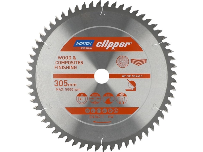 Norton Sägeblatt 305 Mm X 30 Mm X 60Z Für Holz Und Verbundwerkstoffe Atb (3,2 / 2,2)