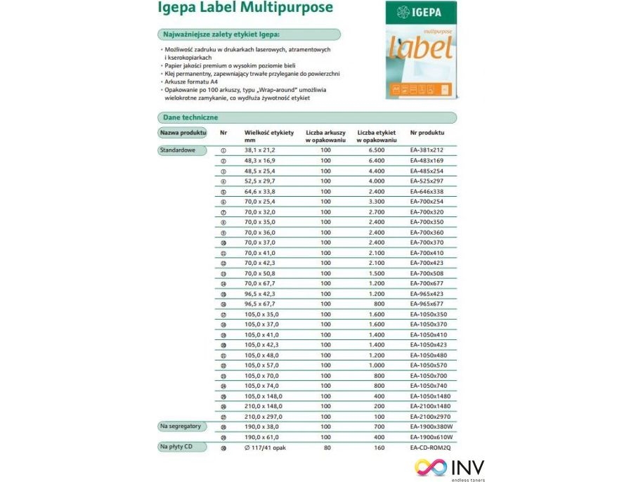 Mondi etiketter A4 IGEPA 64,6 x 33,8 mm hvid (100)