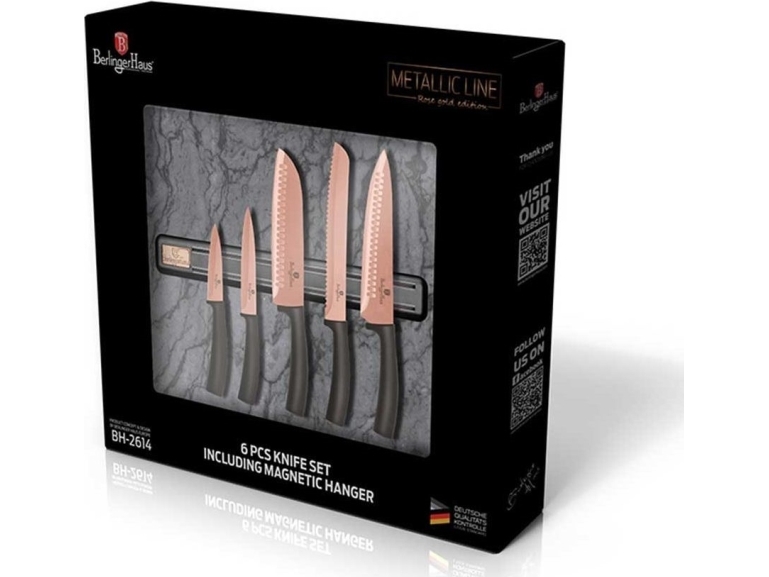 Berlinger Haus 5 Kitchen Knives Set With Berlinger Haus Bh-2614 Rose Gold