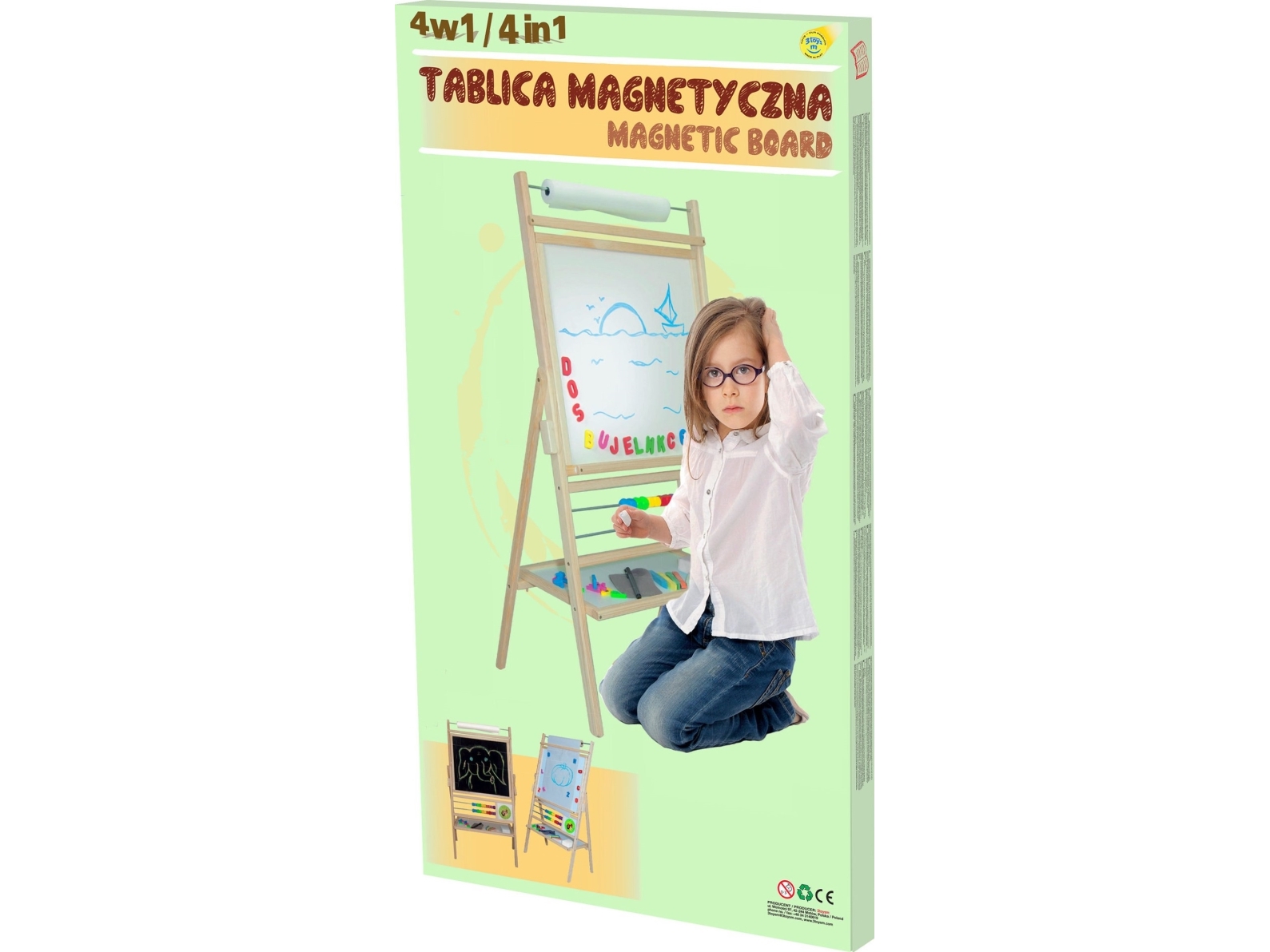3Toysm Dobbeltsidet Magnetisk Tegnetavle Med Papirrulle 3Toysm, Tpn, Boks.