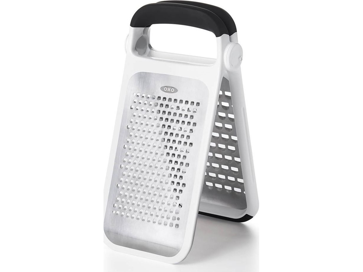 OXO 11216000, Fladt rivejern, Sort, Rustfrit stål, Hvid, Rustfrit stål, Plast, Rustfrit stål, 1 stk