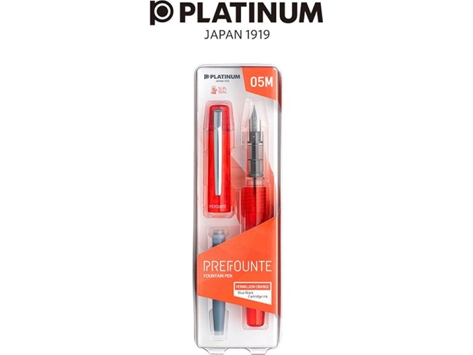 Platinum Prefounte Vermilion Orange Fyldepen, M, I Plastindpakning, På Blisterpakning, Orange