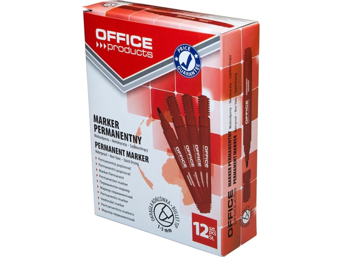 Office Products Permanent tusch, afkortet, 1-3 mm (streg), rød