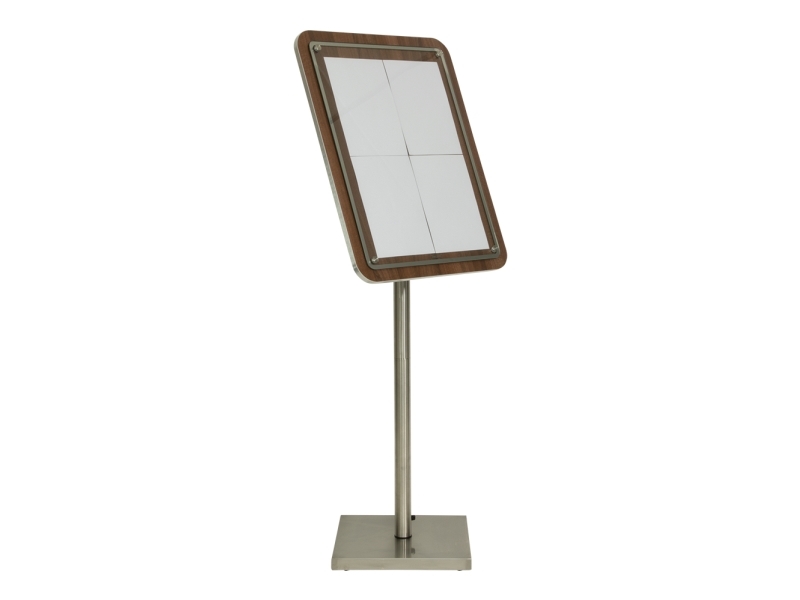 Securit® GLASS STAR Informationsdisplay 125 til 4xA4, valnød - komplet kit