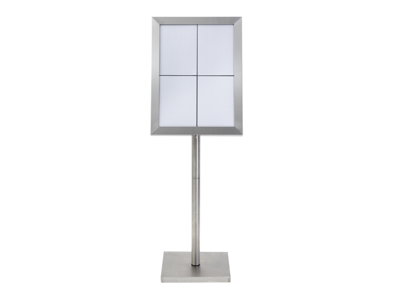 Securit® CLASSIC LED-informaationäyttö 125 4xA4:lle, teräs - täydellinen paketti