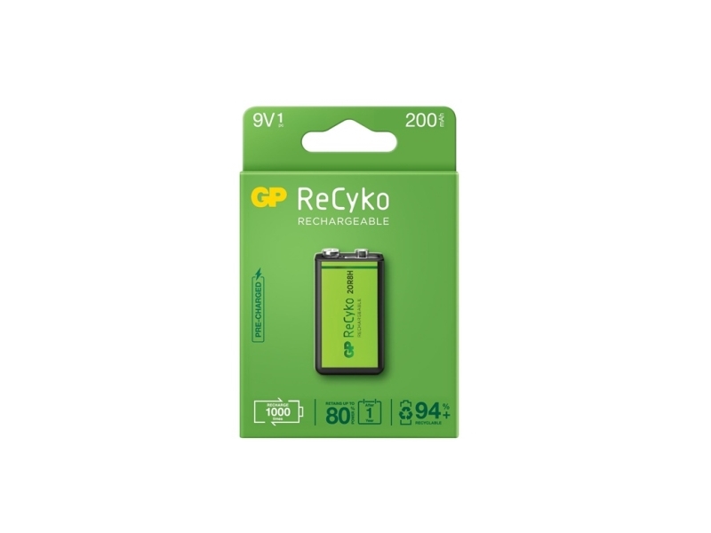 GP Batteries Recyko B2552, 200 mAh, Nikkelimetallihybridi (NiMH), 8,4 V, Vihreä, Hopea, 1 kpl