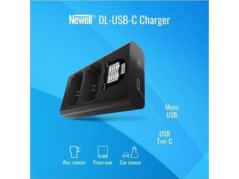 Newell DL-USB-C dviejų kanalų įkroviklis DMW-BLK22 akumuliatoriui
