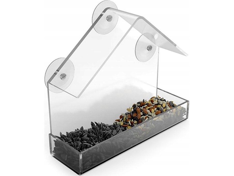 Garden&amp Fun Fågelmatare för fönster/glas, transparent, akryl, 14,8x6,7x15,5cm, med sugkoppar | Sällskapsdjur - Dyr i haven - Vilda fåglar - Matare & automatiska matare, andra tillbehör | GameStuff