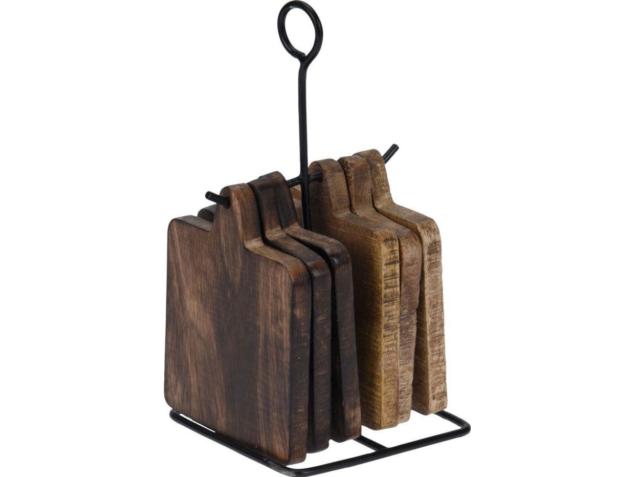 Home Styling Collection Muggplatta i trä 6 st + metallställ | Köksapparater - Storköksutrustning - Inventarier - Bord & tillbehör | GameStuff