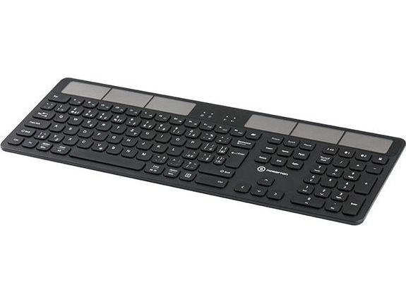 Powerton Powerton SolarSlim Keyboard, US Solar Powered Keyboard, Multi-Device Type 2.4 GHz Dongle + Dual Bluetooth, Wireless, Black
