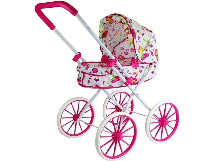 Lean Sport Retro Retro Suuri pyörillä varustettu syvä nukenvaunu, jossa on kukkia